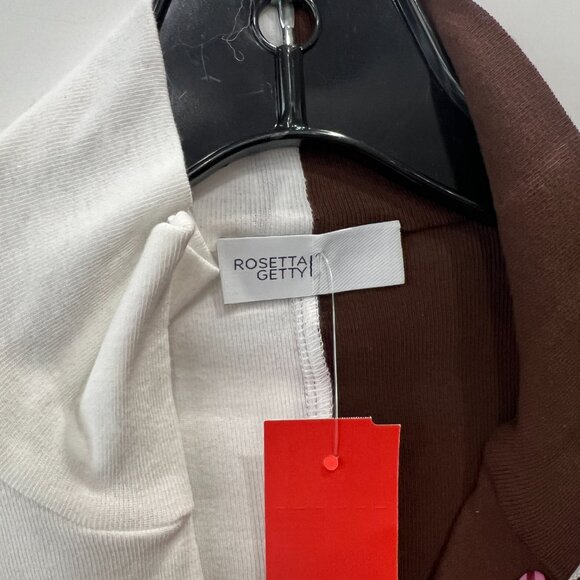 $750 NWT Rosettta Getty Brown White Two-Tone Colorblock Cotton Midi Dress sz XS - Picture 9 of 11